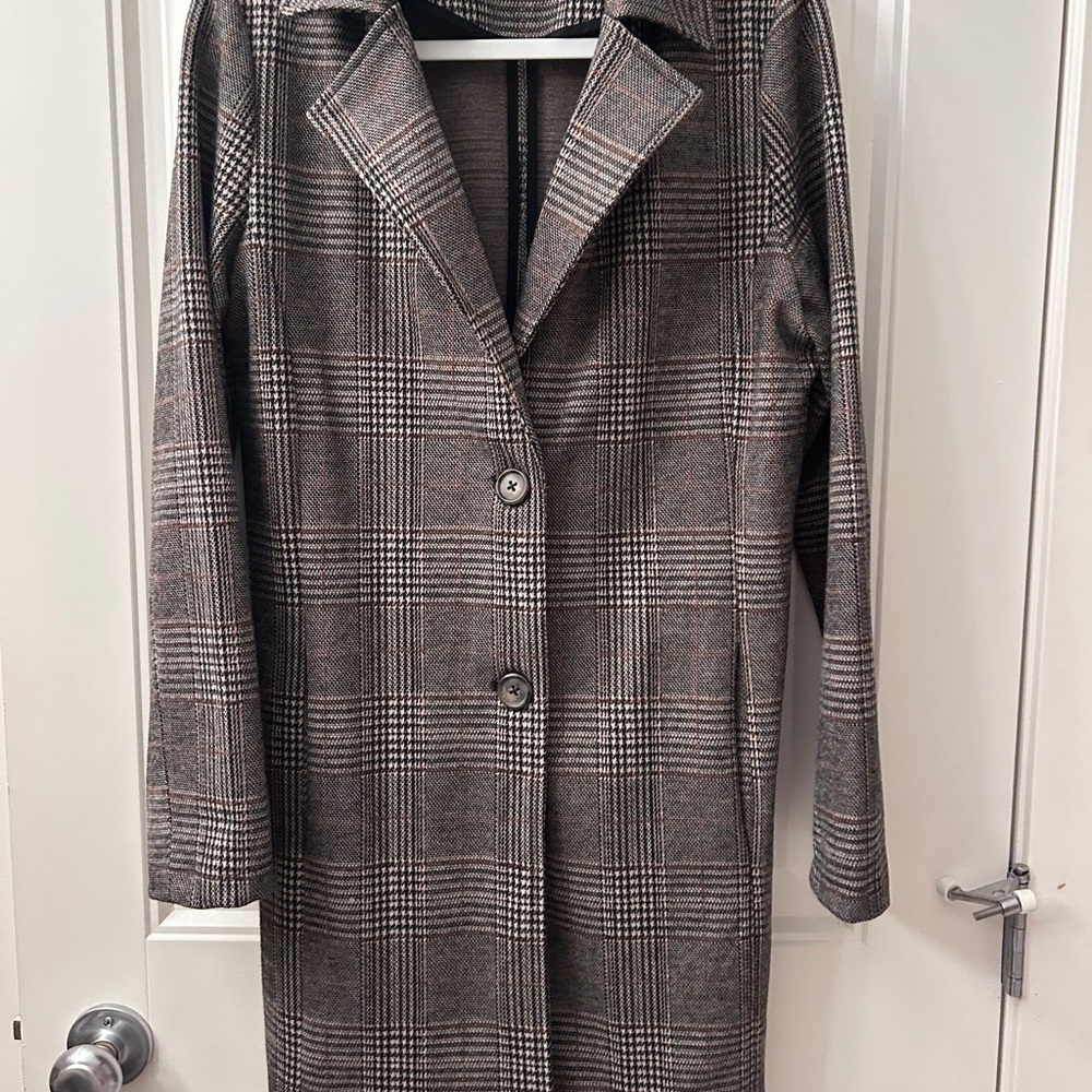 Black Tape Plaid Blazer Coat